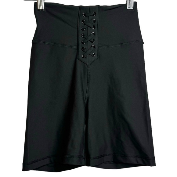 WeWoreWhat Lace Up Detail Black Biker Shorts High Rise 6" Inseam Extra Small XS - Picture 1 of 16